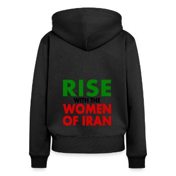 Rise with the women of iran - Sweat à capuche zippé Premium bio Femme - noir - Dos - Julia (174cm)