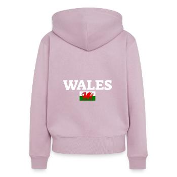 Wales Walisische Flagge Waliser - Frauen Premium Bio Zip Hoodie - Altrosa - Hinten - Julia (174cm)