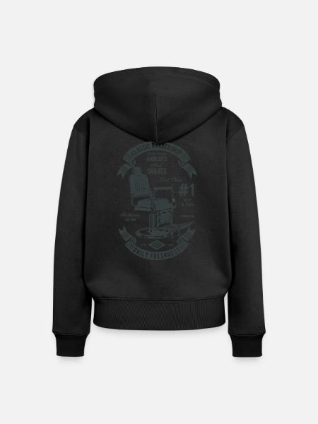 Hairdresser Shop Vintage - Women's Premium Organic Zip Hoodie - black