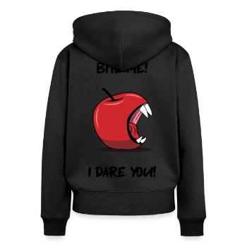 Bad Apple - Mordez-moi, j’ose you_light - Sweat à capuche zippé Premium bio Femme - noir - Dos - Julia (174cm)
