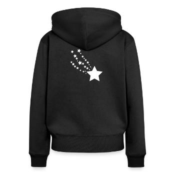 Sterne Sternschnuppe Sternchen selbst gestalten - Frauen Premium Bio Zip Hoodie - Schwarz - Hinten - Julia (174cm)
