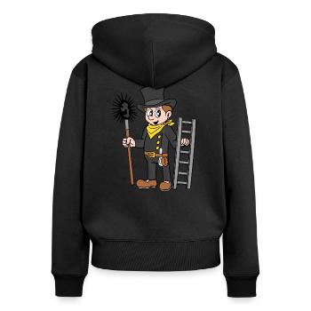 Schornsteinfeger - Frauen Premium Bio Zip Hoodie - Schwarz - Hinten - Julia (174cm)