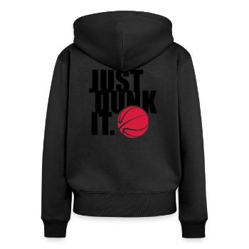DUNK JUSTE - Sweat à capuche zippé Premium bio Femme - noir - Dos - Julia (174cm)