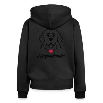 Neufundländer - Frauen Premium Bio Zip Hoodie - Schwarz - Hinten - Julia (174cm)