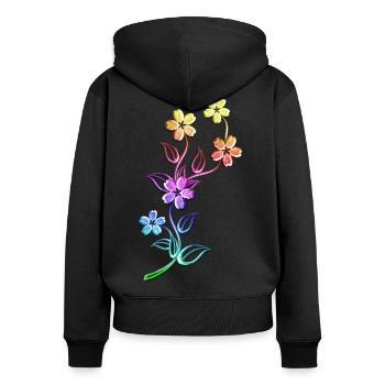 Schöne bunte Blumen Blume bunt Blumenranke floral - Frauen Premium Bio Zip Hoodie - Schwarz - Hinten - Julia (174cm)