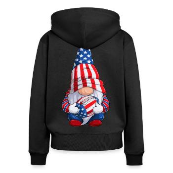Patriotic Football Gnome 4th of July US Flag - Women's Premium Organic Zip Hoodie - black - Back - Julia (174cm)