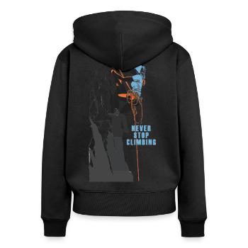 Never Stop Climbing (Girls Edition) - Frauen Premium Bio Zip Hoodie - Schwarz - Hinten - Julia (174cm)