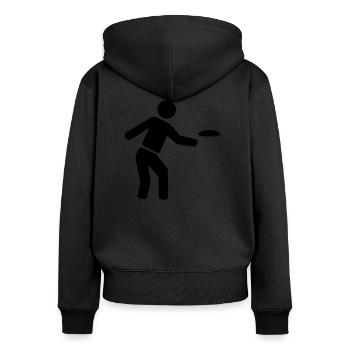Discgolf - Frauen Premium Bio Zip Hoodie - Schwarz - Hinten - Julia (174cm)