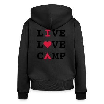 camping - Sweat à capuche zippé Premium bio Femme - noir - Dos - Julia (174cm)