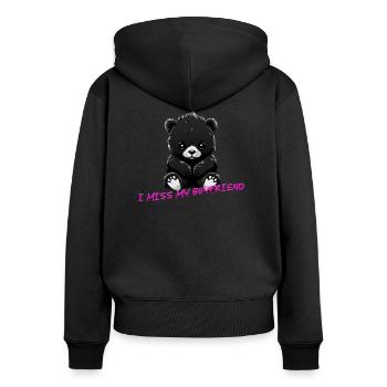 Je manque mon petit ami doux ours en peluche amour - Sweat à capuche zippé Premium bio Femme - noir - Dos - Julia (174cm)