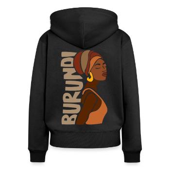 Burundi Afrika Ethnic Black Heritage - Frauen Premium Bio Zip Hoodie - Schwarz - Hinten - Julia (174cm)