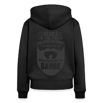 Barbe Homme Papa - Sweat à capuche zippé Premium bio Femme - noir - Dos - Julia (174cm)