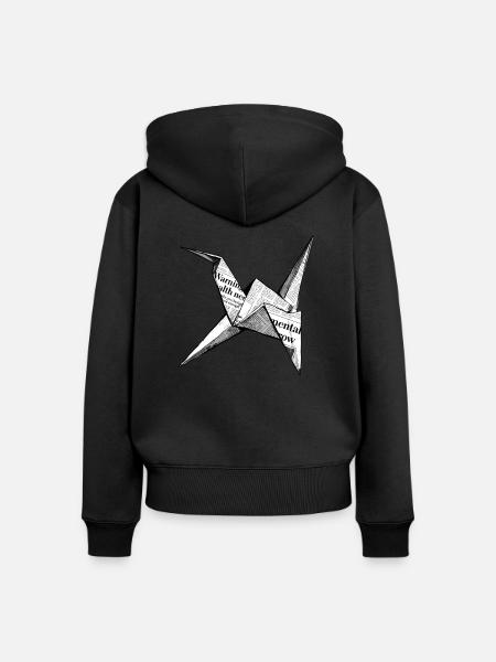 Origami - Frauen Premium Bio Zip Hoodie - Schwarz