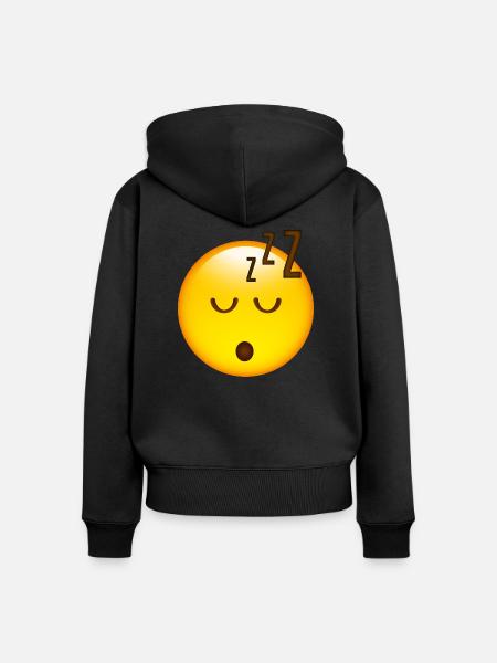 Smiley Sleeping - Frauen Premium Bio Zip Hoodie - Schwarz
