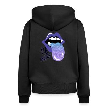 The Big Laugh - Women's Premium Organic Zip Hoodie - black - Back - Julia (174cm)
