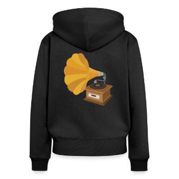 gramophone - Women's Premium Organic Zip Hoodie - black - Back - Julia (174cm)