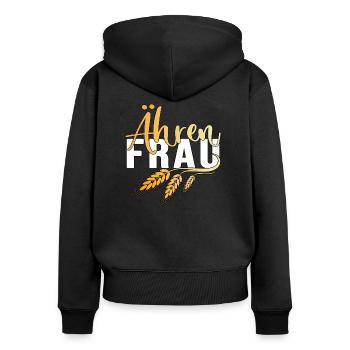 ähren frau ehre landwirtin bauer korn bio dorfkind - Frauen Premium Bio Zip Hoodie - Schwarz - Hinten - Julia (174cm)