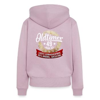 Zum 49. Geburtstag! - Frauen Premium Bio Zip Hoodie - Altrosa - Hinten - Julia (174cm)