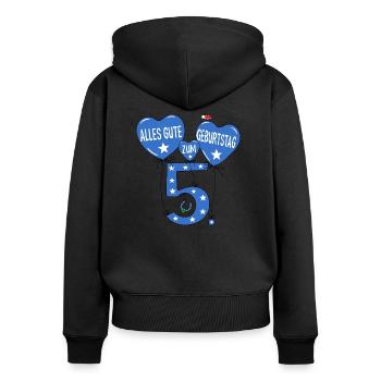 5. Geburtstag Alles Gute zum Geburtstag in Blau - Frauen Premium Bio Zip Hoodie - Schwarz - Hinten - Julia (174cm)