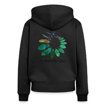 Leben - Frauen Premium Bio Zip Hoodie - Schwarz - Hinten - Julia (174cm)