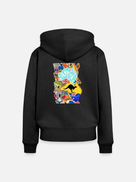 Australien, Känguru. - Frauen Premium Bio Zip Hoodie - Schwarz