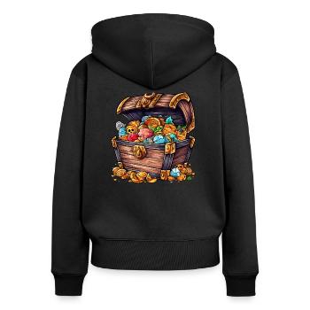 Un coffre au tresor - Sweat à capuche zippé Premium bio Femme - noir - Dos - Julia (174cm)