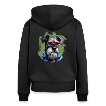 Streetwear Whiskers: miniature schnauzer style - Women's Premium Organic Zip Hoodie - black - Back - Julia (174cm)