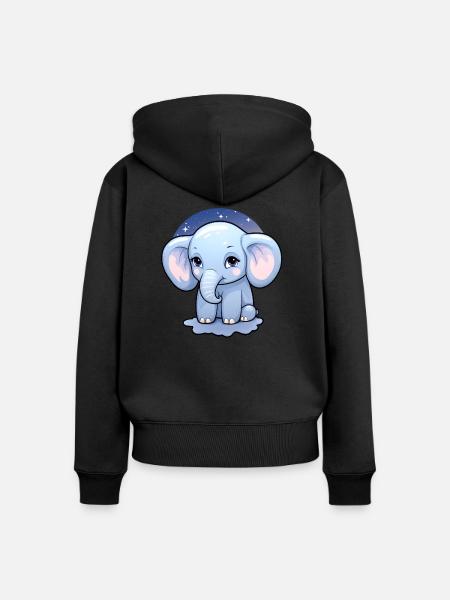 Baby Elefant Kawaii - Frauen Premium Bio Zip Hoodie - Schwarz