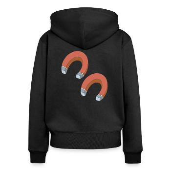 magnet doppelt - Frauen Premium Bio Zip Hoodie - Schwarz - Hinten - Julia (174cm)