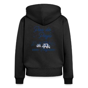 Pas de pays sans paysans - Sweat à capuche zippé Premium bio Femme - noir - Dos - Julia (174cm)