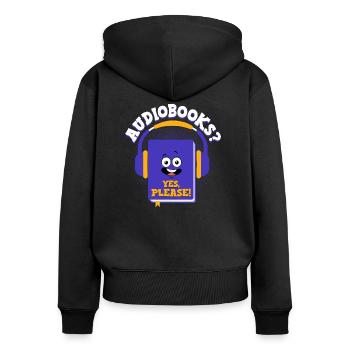 Earpiece Escape: Conversations with Audiobooks - Women's Premium Organic Zip Hoodie - black - Back - Julia (174cm)
