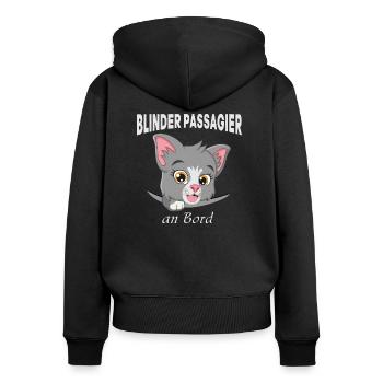 Schwangerschaft - Blinder Passagier an Bord Katze - Frauen Premium Bio Zip Hoodie - Schwarz - Hinten - Julia (174cm)