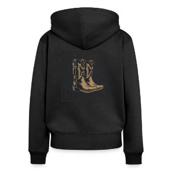 Mehr Spaß mit Line Dance - Frauen Premium Bio Zip Hoodie - Schwarz - Hinten - Julia (174cm)