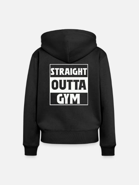 Straight Outta Gym - Frauen Premium Bio Zip Hoodie - Schwarz