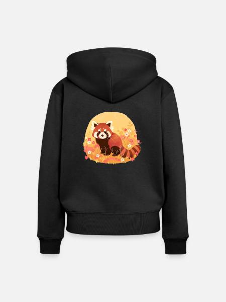 Knallbunte Rote Panda-Illustration - Frauen Premium Bio Zip Hoodie - Schwarz