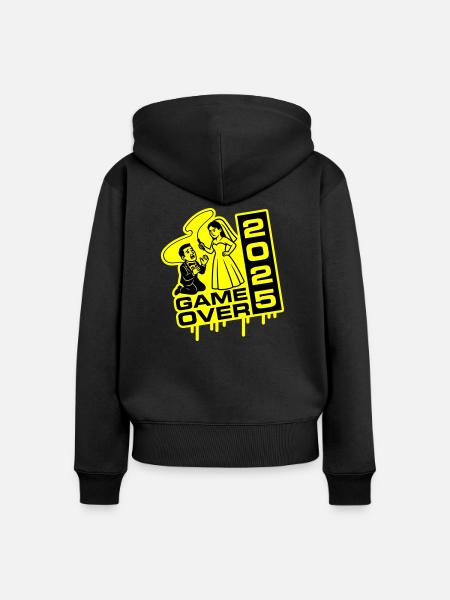 Hochzeit Game Over 2025 - Frauen Premium Bio Zip Hoodie - Schwarz