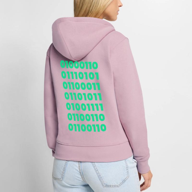 Binary Code Message Tee: Subtle Yet Bold Women's Premium Organic Zip Hoodie