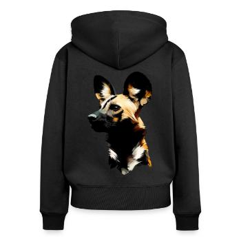 Chien de chasse peint - Sweat à capuche zippé Premium bio Femme - noir - Dos - Julia (174cm)