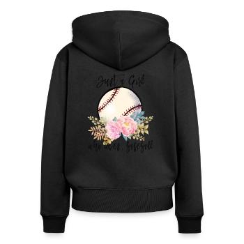 Juste une fille qui aime le baseball - Sweat à capuche zippé Premium bio Femme - noir - Dos - Julia (174cm)