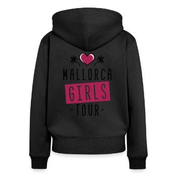 Mallorca herz girls tour - Frauen Premium Bio Zip Hoodie - Schwarz - Hinten - Julia (174cm)