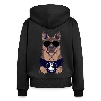 Polizeihund Deutscher Schäferhund - Frauen Premium Bio Zip Hoodie - Schwarz - Hinten - Julia (174cm)