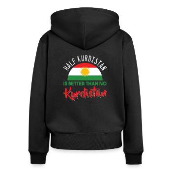 Kurdistan - Sweat à capuche zippé Premium bio Femme - noir - Dos - Julia (174cm)