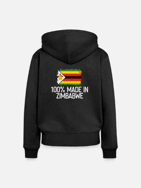 Simbabwe - Frauen Premium Bio Zip Hoodie - Schwarz