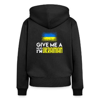 Ukraine - Women's Premium Organic Zip Hoodie - black - Back - Julia (174cm)
