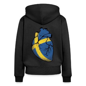 Sweden Heart - Women's Premium Organic Zip Hoodie - black - Back - Julia (174cm)