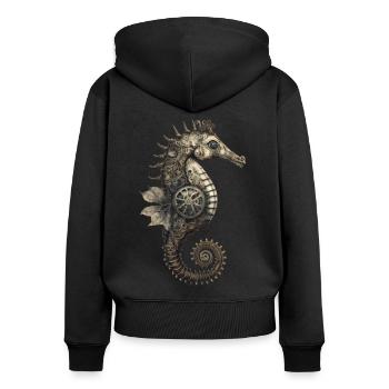 Seahorse, Steampunk, Sea, Animals, Underwater - Women's Premium Organic Zip Hoodie - black - Back - Julia (174cm)