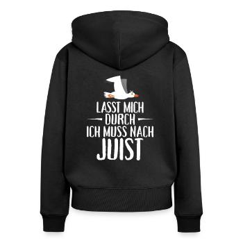 Lasst mich durch ich muss nach Juist Möwe - Frauen Premium Bio Zip Hoodie - Schwarz - Hinten - Julia (174cm)