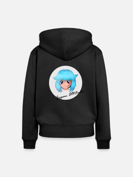 Mangamädchen - Frauen Premium Bio Zip Hoodie - Schwarz