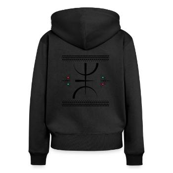 Z Imazighen - Sweat à capuche zippé Premium bio Femme - noir - Dos - Julia (174cm)