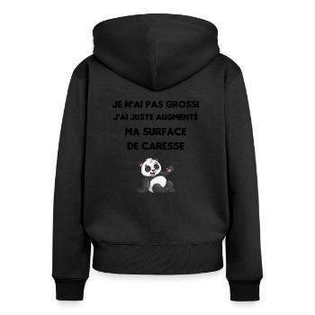 je n ai pas grossi humour blague drôle panda gros - Sweat à capuche zippé Premium bio Femme - noir - Dos - Julia (174cm)